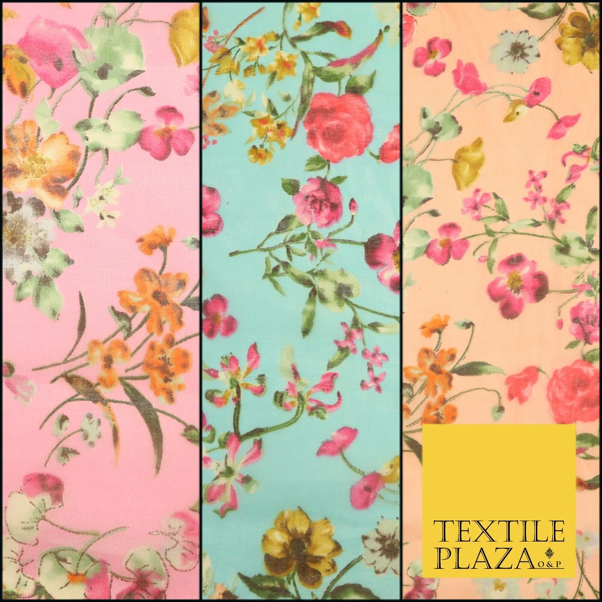 Italian Design Premium Floral Digital Printed Sheer Organza 100