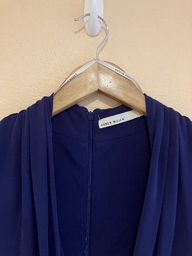 Karen Millen Womens Faux Wrap Crossover Draped Jersey Party Dress Size 10 - Picture 4 of 6