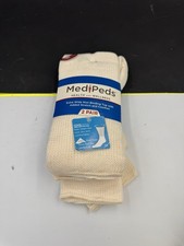 MediPeds Non-Binding Compression White Crew Sock Large 2 Pair