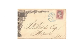 Lumber, building, illustrated advertising, 3 cent 1861 issue, Chicago IL 1863