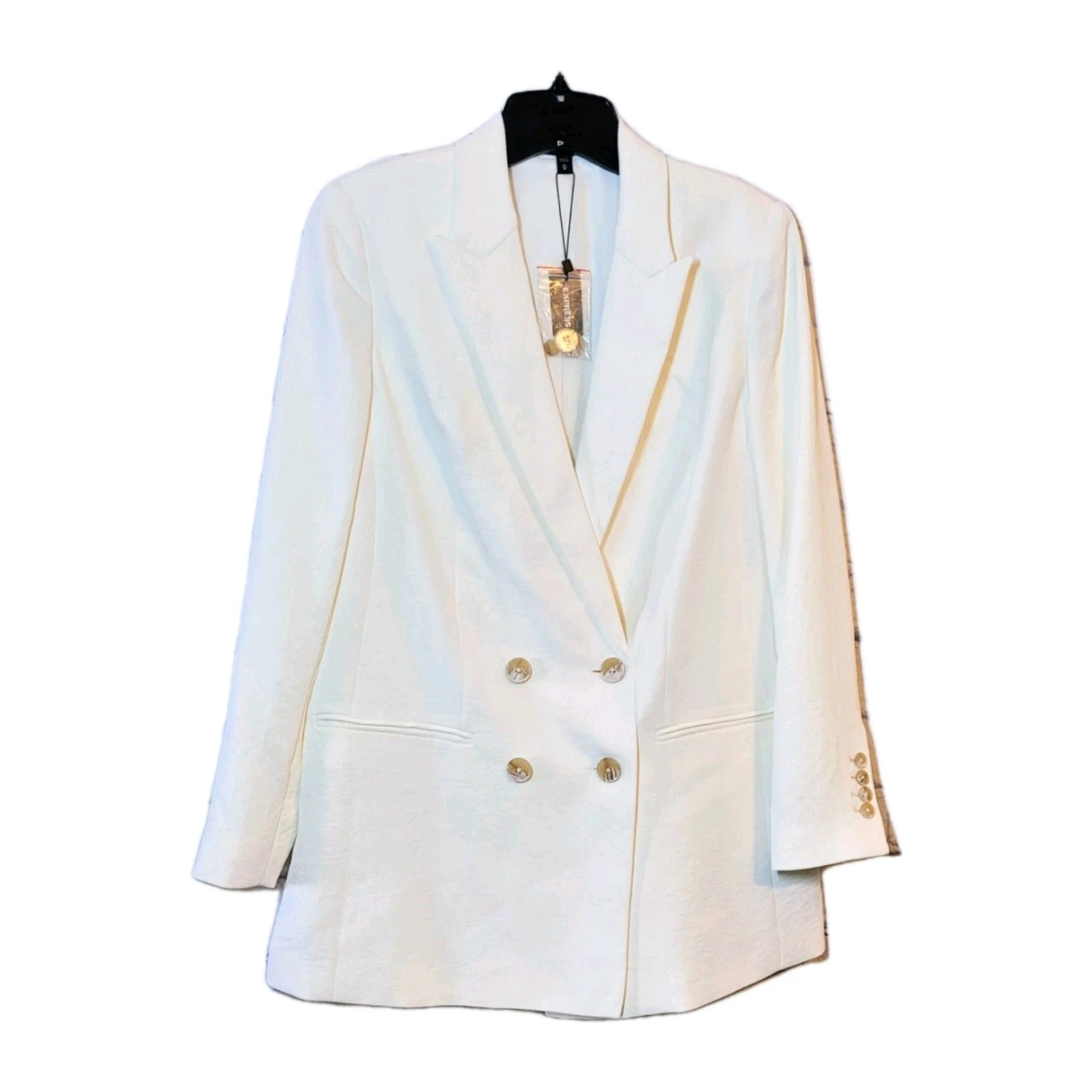 NEW EXPRESS DOUBLE BREASTED BLAZER JACKET Women’s Size M Cream NWT Corporate