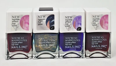 Nails Inc Marble Effect & Magnetic Nail Polish Bundle x4 New Full Size - Image 1 of 2