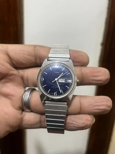Vintage Timex Blue Dial DayDate Merlin Wind-Up (Works)