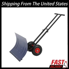 Extra-Large Snow Pusher Shovel With 5 Adjustable Blade Positions Anti-Skid Wheel
