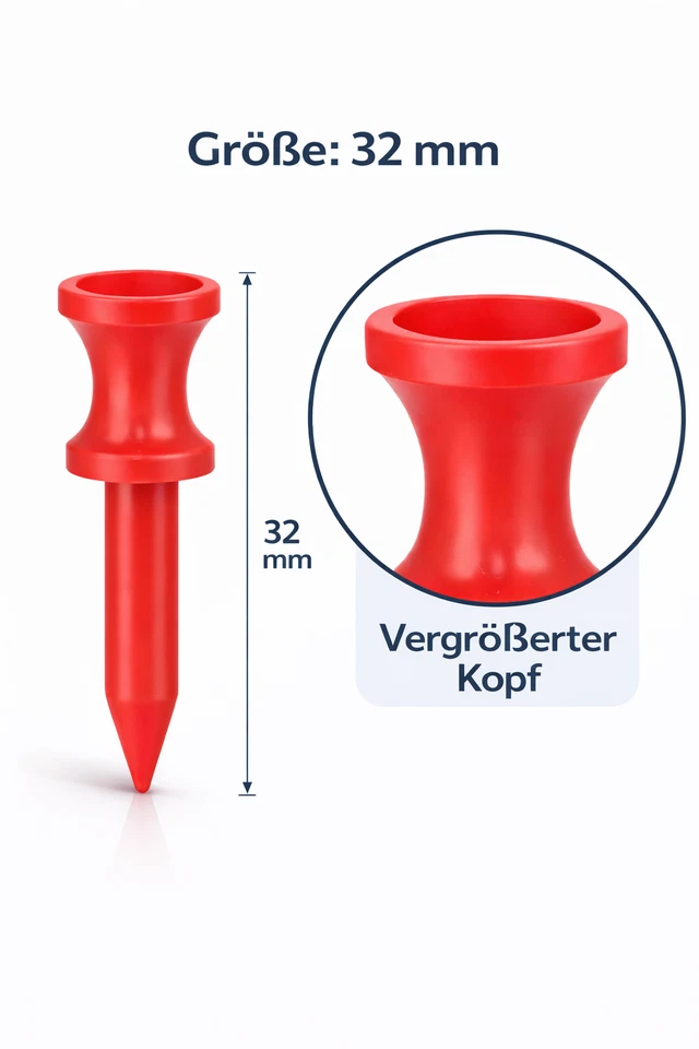 Golf Tees Kunststoff 32mm Step Tee Golftees Abschlag Tee Abschlagstift kurz rot - Bild 2 von 4