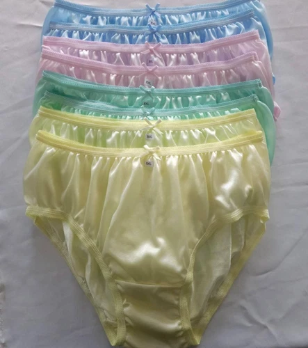 8 Bikini Panties Silky Underwear Woman Man Nylon Knickers Light Soft Hip 38"-42"