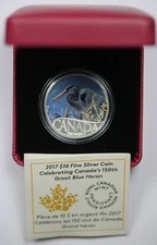 2017 Canada $10 Great Blue Heron .9999 Fine Silver .5102 ASW 15.87 grams RCM OGP
