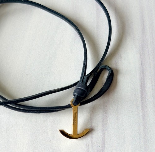 Miansai Anchor Wrap Bracelet Blue Leather Gold Tone Nautical Men’s Bracelet VG