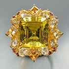 30 ct gems jewelry Natural Lemon Quartz Ring 925 Sterling Silver Size 8 /R481013
