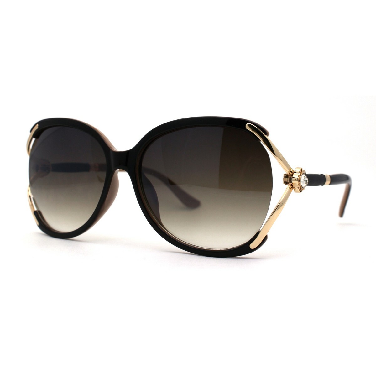 Womens Jewel Rhinestone Flower Emblem Butterfly Shape Sunglasses