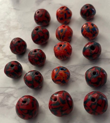 Vintage Multi Color Loose Round Polymer Clay Beads Bea-15 - Picture 4 of 7