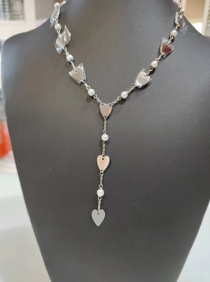 Sagapo Collana Perle e Cuori Donna In Acciaio Sagapò SAF01 S'Agapo - Immagine 4 di 4