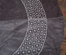 57" Grey Velvet Christmas Tree Skirt w Faux Seed Pearls & Crystals/New Vickerman