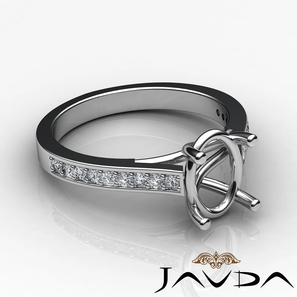 Oval Solitaire Style Diamond Engagement Ring Semi Mount 14k White Gold 0.30 Ctw - Image 3 of 4