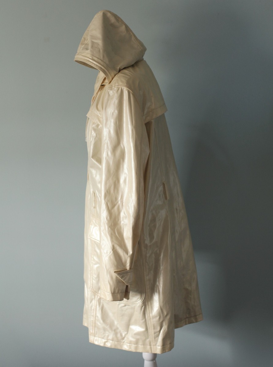 Burberry London Coat Ivory Rope Plaid Lining Women's Size 14 Snap