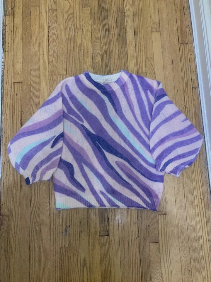 Jersey de ajedrez SEZANE cebra pastel talla XS original $135 NUEVO Foto 3 de 4