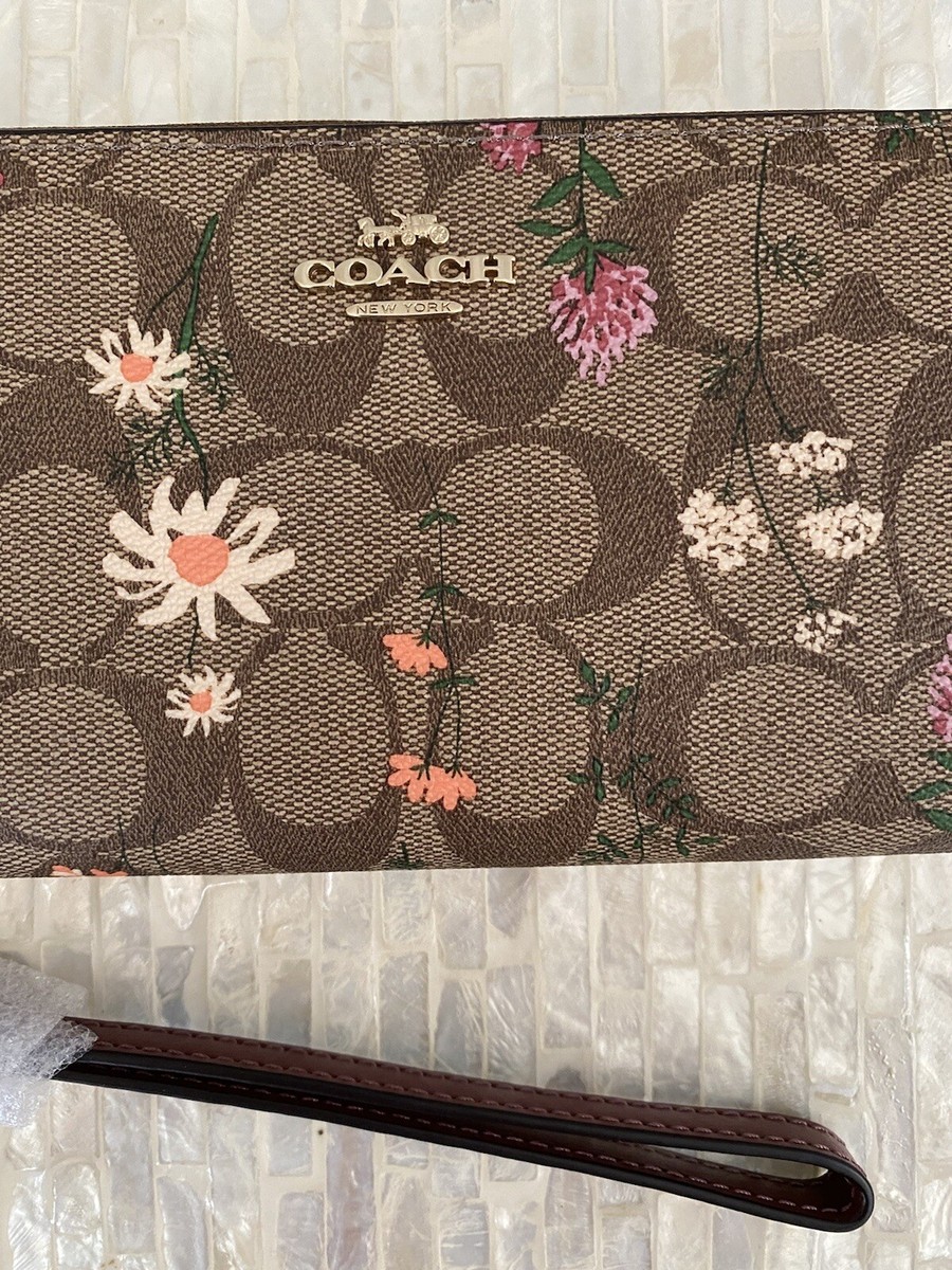 Coach Long Zip Around Wallet In Signature Canvas With