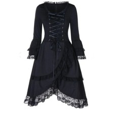 Abito Gotico Medievale Donna - Lungo Manica Lunga, Scollo A V, Per Halloween E Feste In Costume - 6