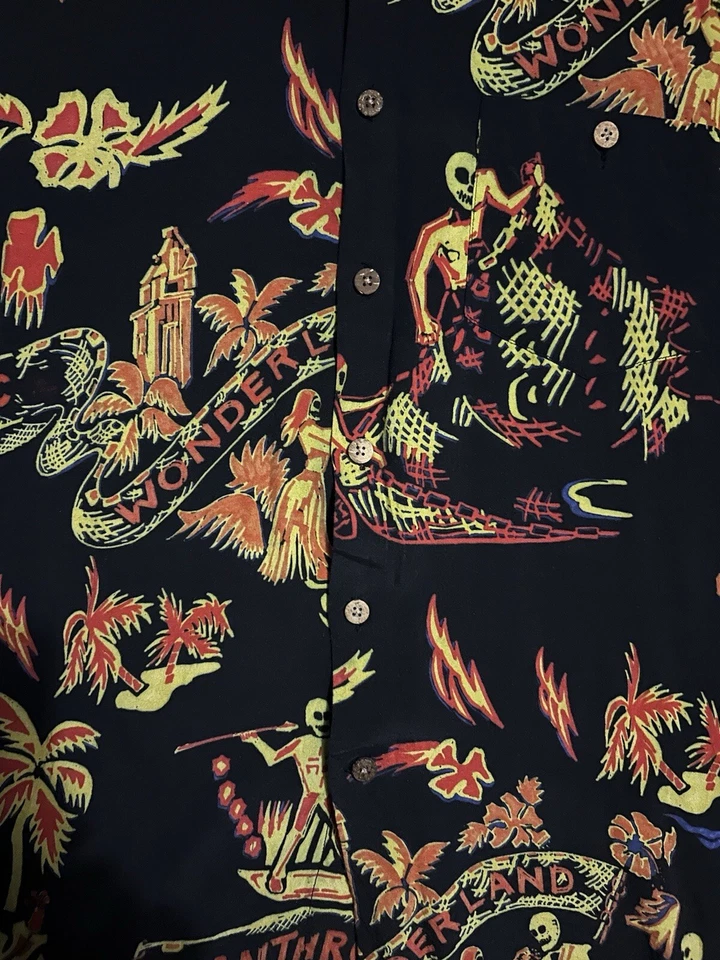 OUR LEGACY RARE SHORT SLEEVE SHIRT WITH MISANTHROPIC WONDERLAND PRINT, SIZE: 46 - Image 2 of 4