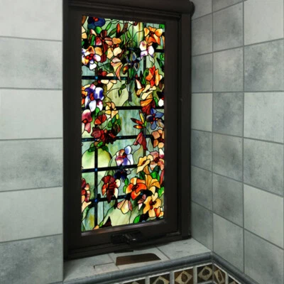 3D Static Cling Fensterfolien Kamelie Mattiertes Buntglas Aufkleber Fensterdekor - Bild 1 von 4