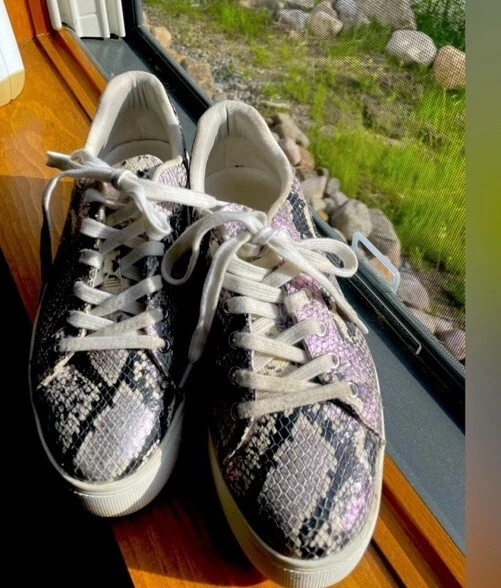 Zapatillas deportivas Aldo Legowien 7 de cuero de piel de serpiente púrpura iridiscente con cordones Foto 2 de 4