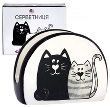 STPGoods Cats Ceramic Napkin Holder 3.9 x 3.1"