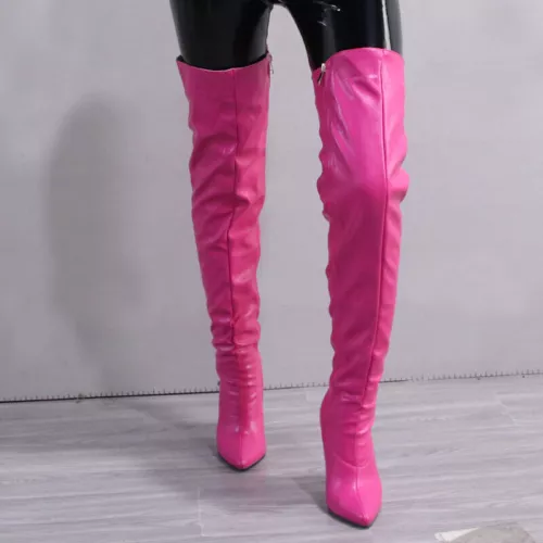 Women Stiletto Heels Shoes Pointed Toe Party Over The Knee Thigh High Boots - Bild 17 von 31