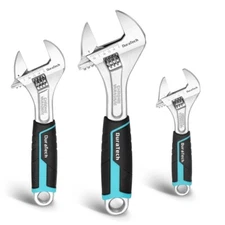 DURATECH 3PCS Adjustable Wrench Set Metric& SAE 6" 8" 10" Wrench Wide Jaw Wrench