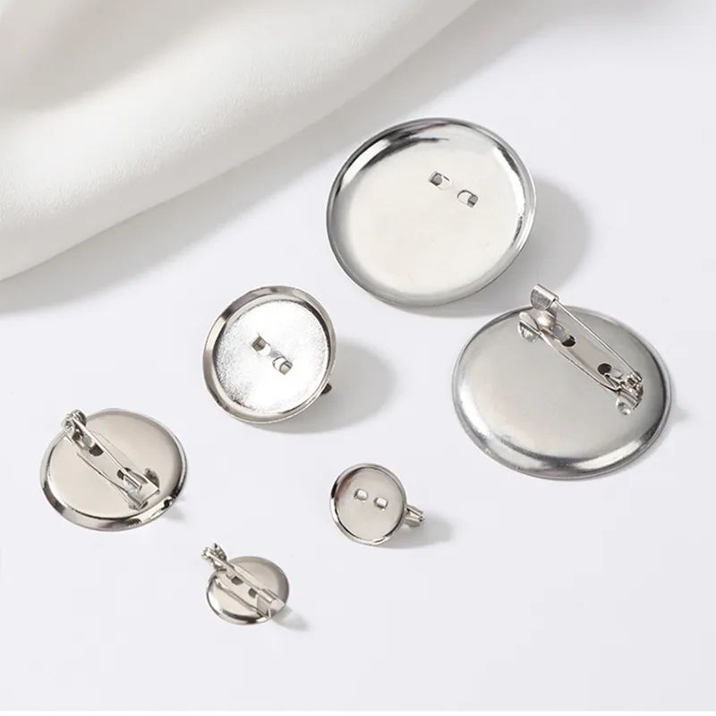 Round Disc Brooch Buckle - Blank Setting Clip Base DIY Jewelry Making Garment