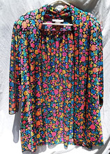 Vtg Oscar De La Renta Swimwear Bright Colors Floral Cover Up, Pockets, Medium