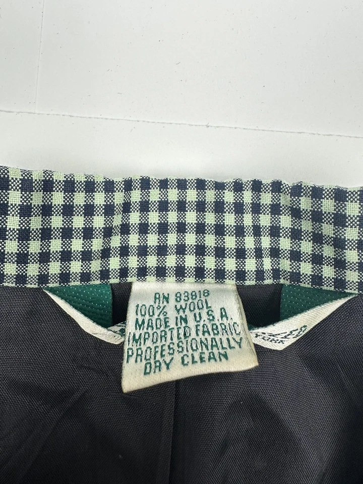 Vtg Austin Reed Skirt Suit 12 100% Wool Jacket Knee Length Skirt Gingham Green - Image 4 of 4
