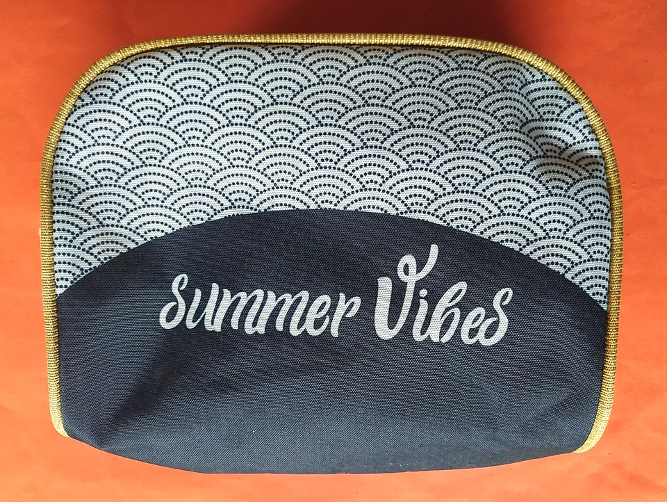 Kultur-Beutel Kosmetik-Tasche Damen Summer Vibes Goldrand