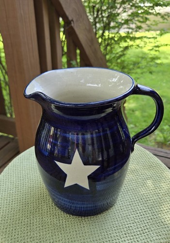 Vintage Marshall Pottery Pottery Stoneware Ceramic Pitcher Texas Flag 7.5" - Picture 3 of 15
