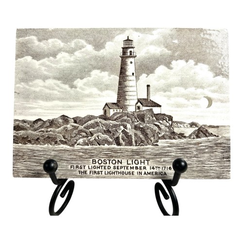 Antique Wedgwood Calendar Advertising Tile - 1918 Boston Light