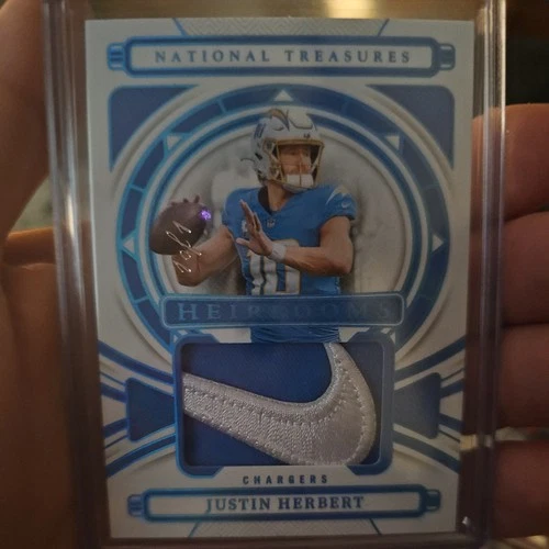 2024 Panini National Treasures Justin Herbert 1/1 Nike Swoosh Heirlooms Mint
