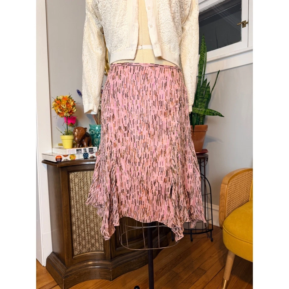 Винтажная юбка Y2K ECI New York Pink Beaded Sheer Fairycore 100% шелк - 6 - Изображение 2 из 4