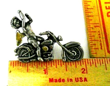 "Angel on Motorcycle" pin vintage collectible old biker vest hat pinback