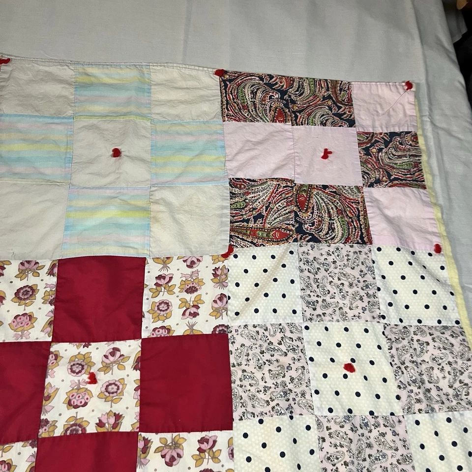 Edredón vintage bebé regazo edredón retazos saco de alimentación 37x37 franela colgante de pared Foto 3 de 4