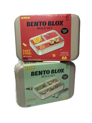 BRIX Bento Blox Build Set Lot of 2 Fast Food & Sushi - 224 Pieces!