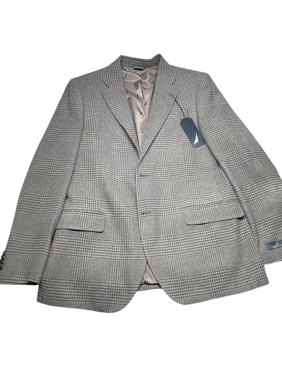 Nautica Mens Modern fit Sport Coat Blazer 38 R Gray Plaid