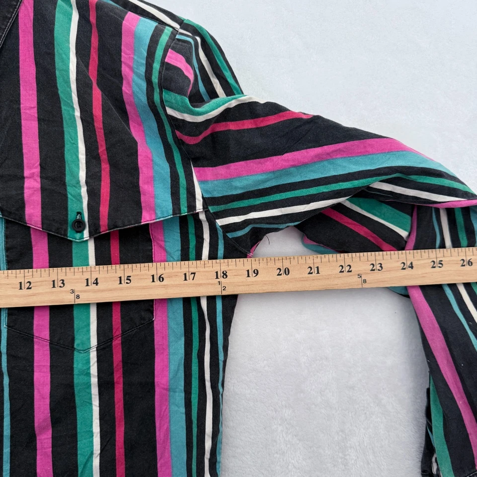 Vintage Wrangler Brushpopper Shirt Boys 16 L Stripe Cowboy Rodeo Ranch Western - Image 3 of 4