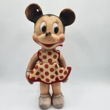 Vintage 1950s Minnie Mouse 10 Inch Rubber Squeeze Doll Sun Rubber Company
