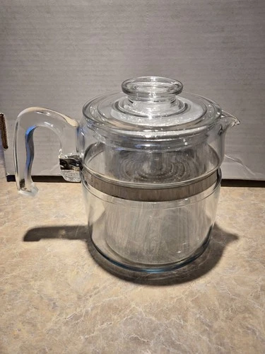 Vintage  Pyrex Flameware 7756-B Glass Percolator 6 Cup Coffee Pot Flawless