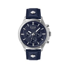 NEW Versus Versace Men's Navy Blue 45 mm Chronograph Watch Lion VSPBH7121