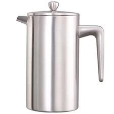 Service Ideas PDWSA1000BS Double Wall Coffee Press, Stainless Steel, Brushed,