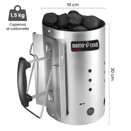 MasterCook Ciminiera Accenditore Barbecue con Impugnatura di Sicurezza in - Foto 12 di 24