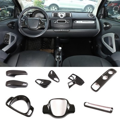Fits Smart Fortwo 451 2010-2015, Carbon Look Interior Cockpit Decor Kit