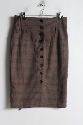 Vintage Primark High Waisted Y2K Check Skirt Grey Size 10 (K30