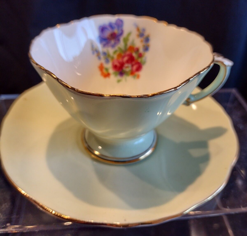 Hammersley England Green Rose Floral Demitasse Cup & Saucer Set; Vintage Teacup - Picture 4 of 9