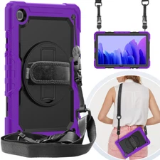 For Samsung Tab A7 10.4 A10.1 A10.5 S7 Shockproof Hybrid Case Kickstand w/ Strap